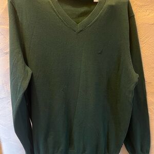 Nautica Forest Green V-Neck Sweater